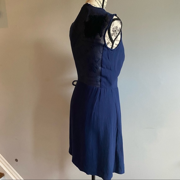 SANDRO PARIS Sleeveless navy Wrap Dress Embroidered back in size 1 or Small EUC - Picture 2 of 10